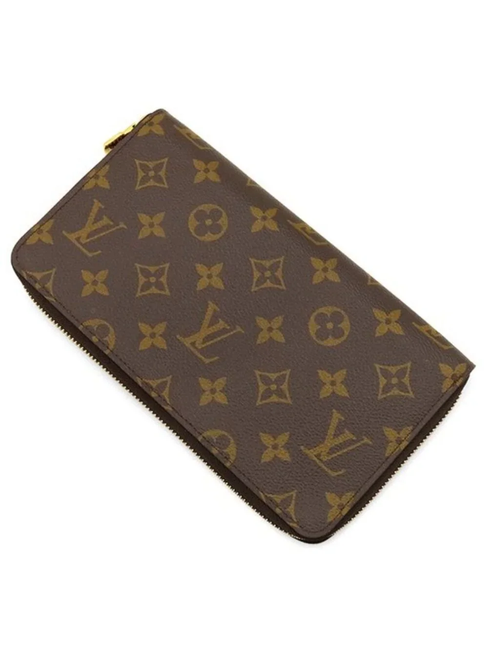 Louis Vuitton Wallet Zippy Organizer Monogram Canvas Gold Zip Around Brown